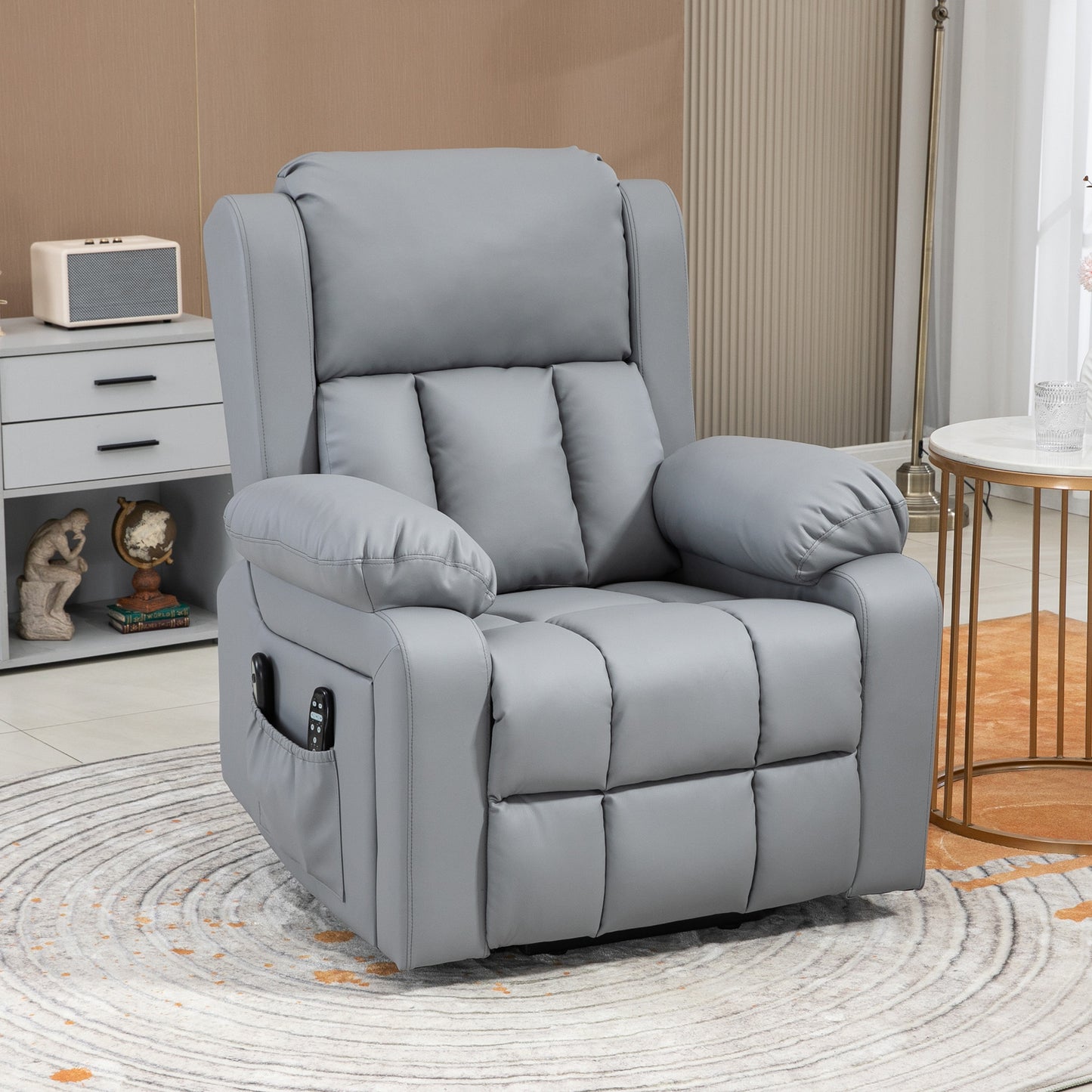 Guz Power Lift Recliner Chair with Heated Vibration Massage - Gray