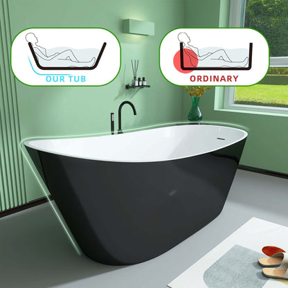 Nest 59" Acrylic Freestanding  Soaking Bathtub - Black