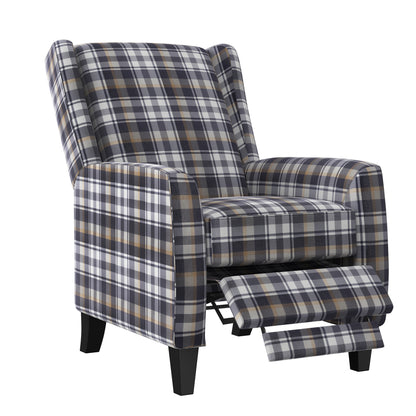 The Savannah Recliner Chair - Gray Plaid