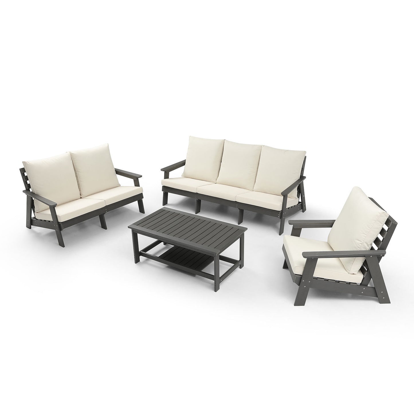 Micki Outdoor Single Sofa with Cushion - Gray/Beige