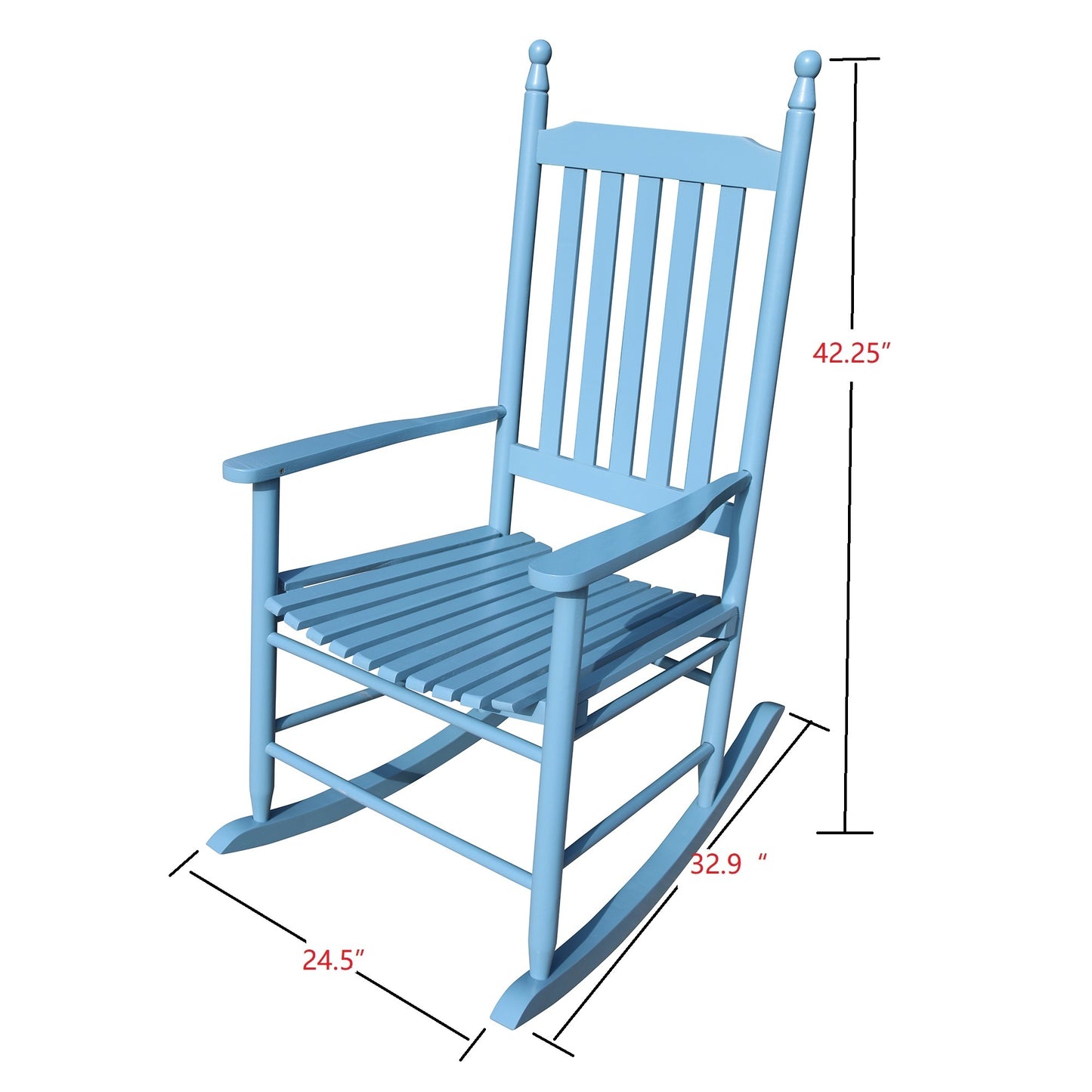 Lupe II Wooden Porch Rocker Chair - Blue