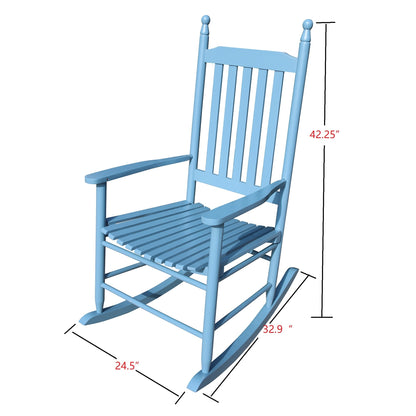 Lupe II Wooden Porch Rocker Chair - Blue