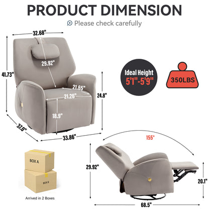 Bryce Power Recliner Chair with Lumbar and Neck Support - Gray