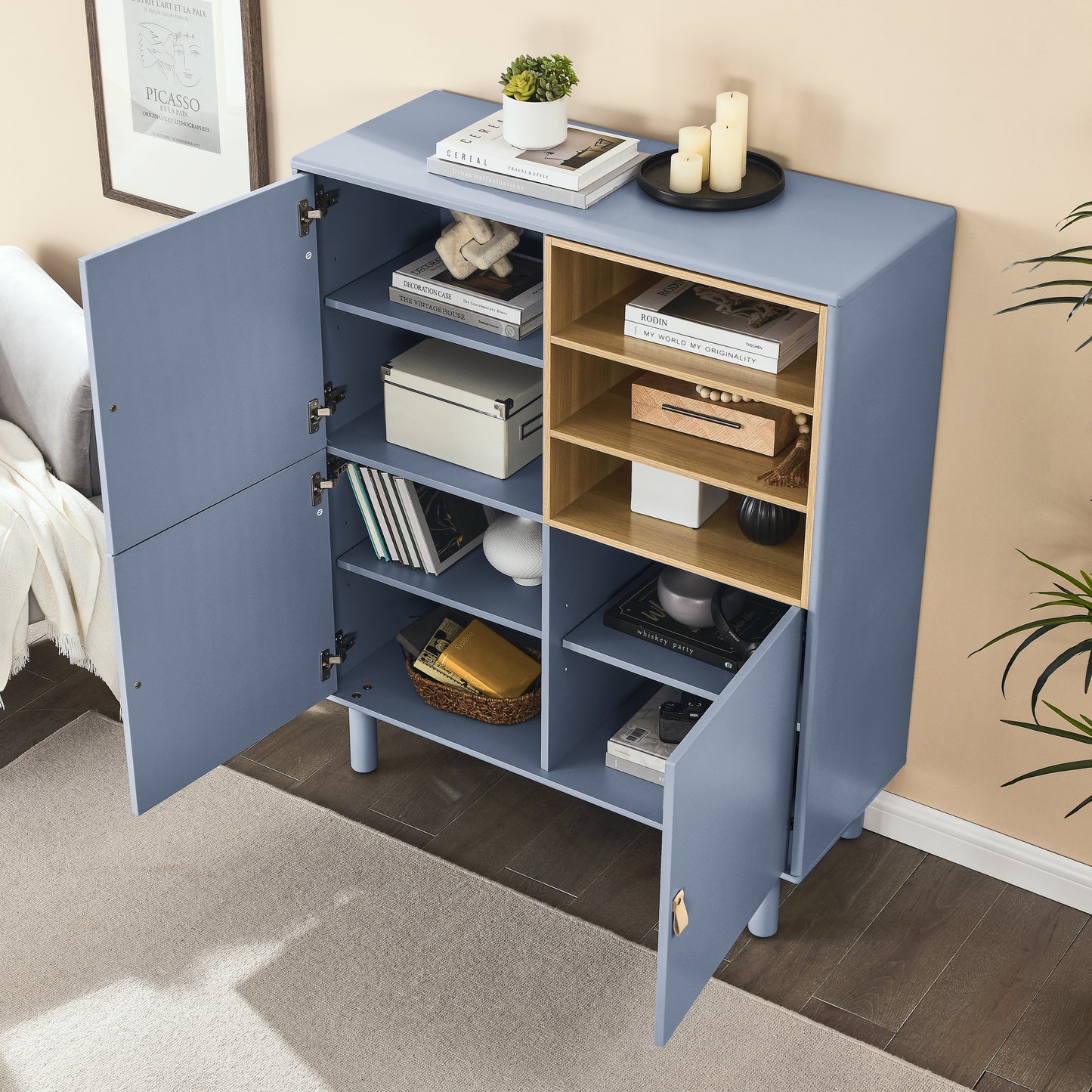 Giga Storage Wooden Cabinet - Blue