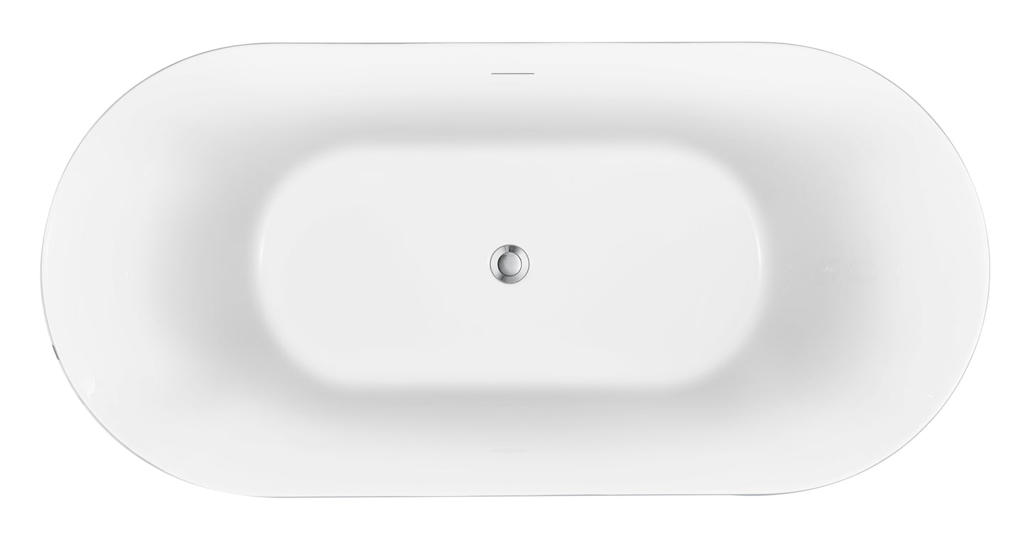 Karat 59'' Oval Acrylic Freestanding Soaking Bathtub - White+Blue