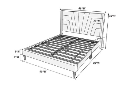 Tranet Queen Size Bed - Charcoal