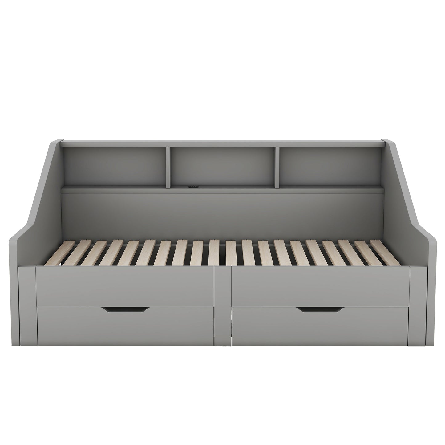 Zion Twin to King Size Daybed  with Storage Bookcases - Gray