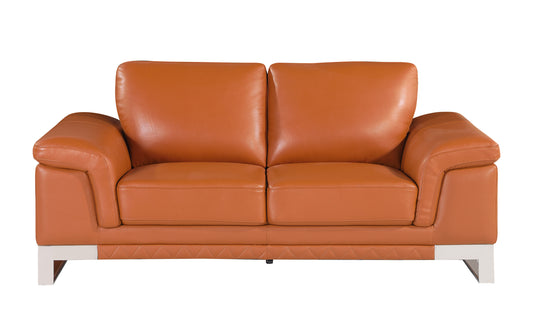 Jessi Top Grain Italian Leather Loveseat - Camel