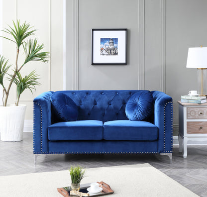 Enzo Sloped Arm Loveseat - Navy Blue