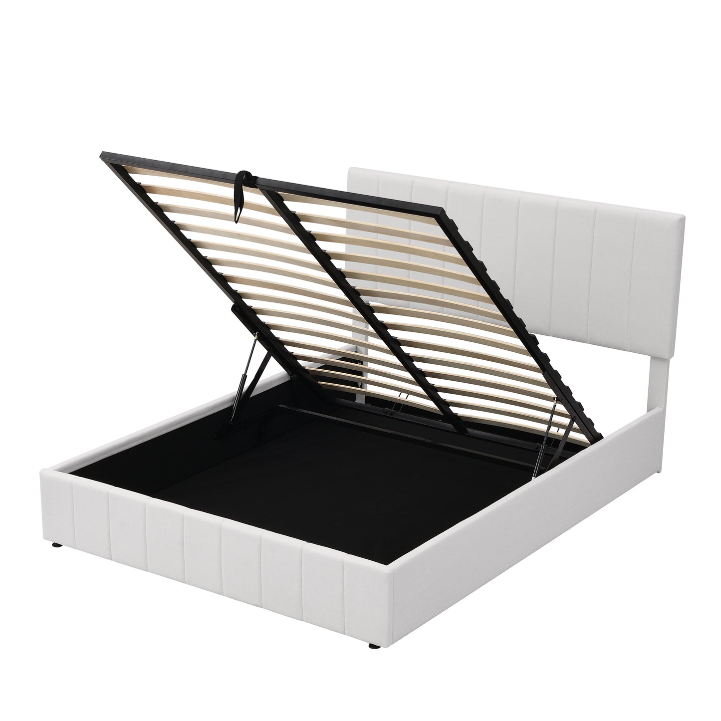 Shell Queen Size Storage Bed w Hydraulic System - White