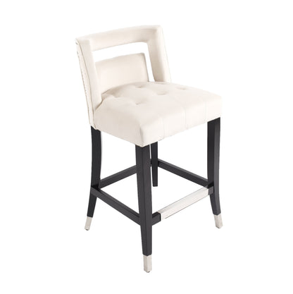 Xavier Suede Velvet Counter Height Stools - Cream Set of 2