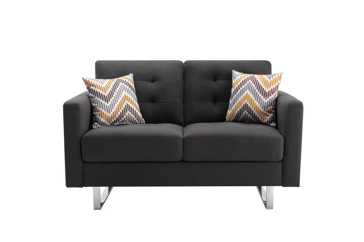 Victoria Fabric Loveseat - Dark Gray