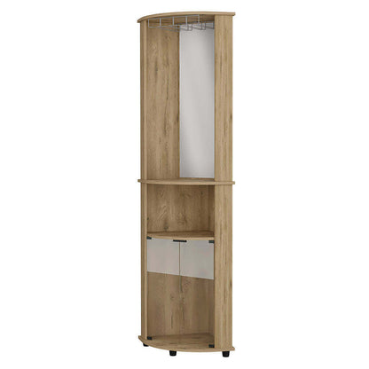 Kempwell 2-Door 2-Shelf Corner Bar Cabinet with Glass Rack - Macadamia