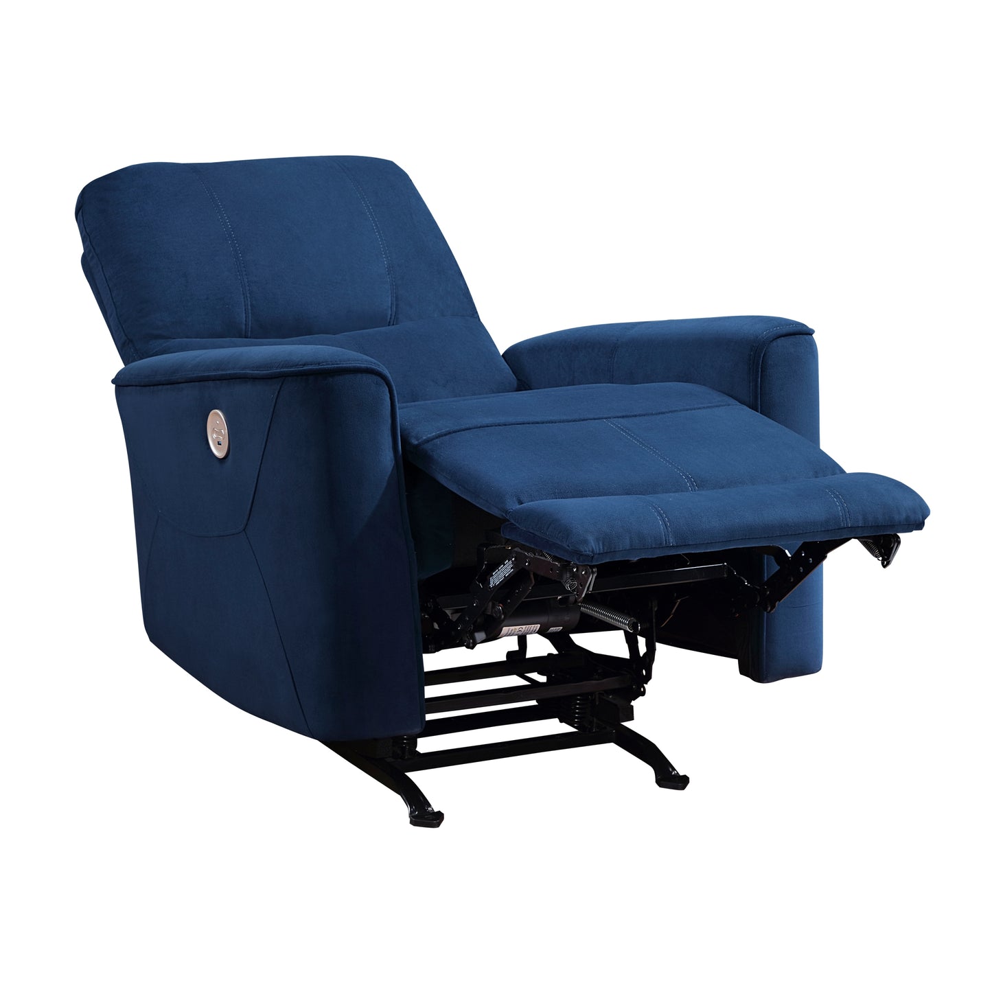 Amari Velvet Upholstery Reclining Chair - Navy Blue