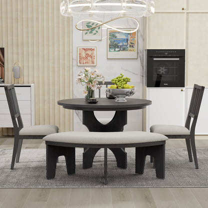 Todd 5pc Dining Set Round Table 4x Side Chairs - Gray