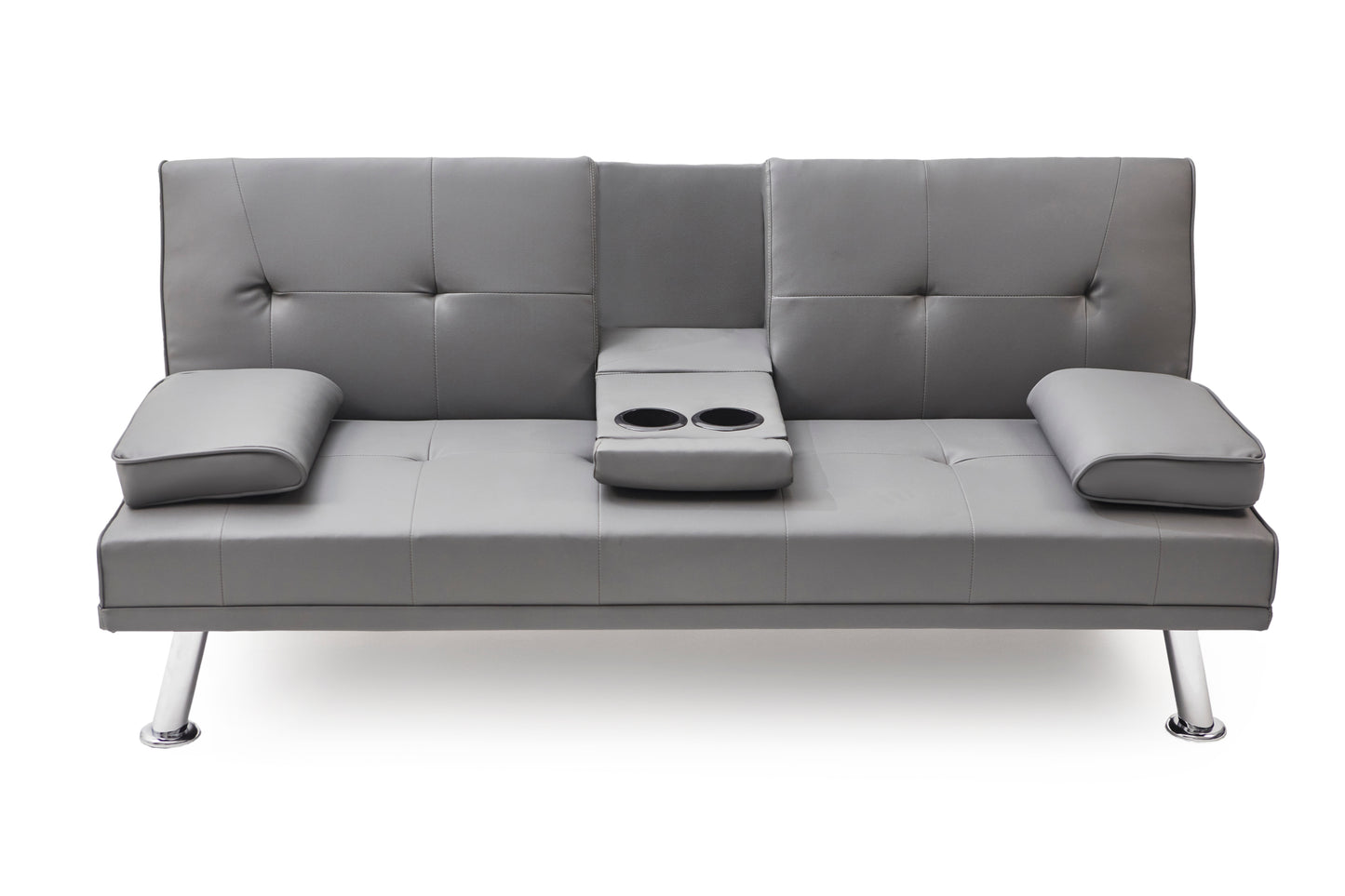 Neza Convertible Faux Leather Sofa Bed  - Grey