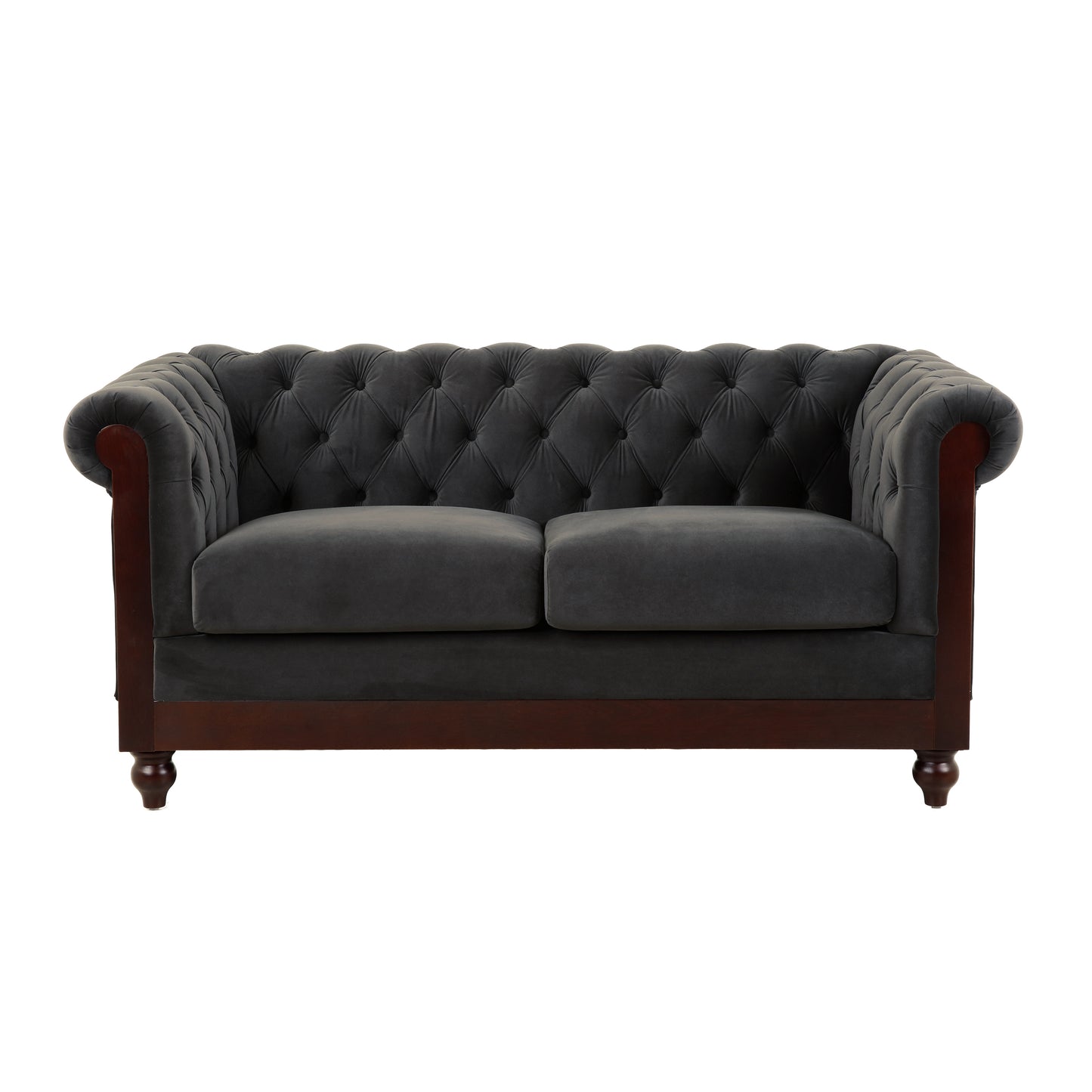 Vivalux Velvet Loveseat Sofa - Dark Gray