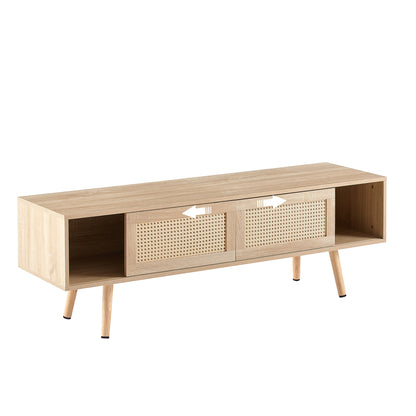 Rattan TV Stand with Storage - Natural