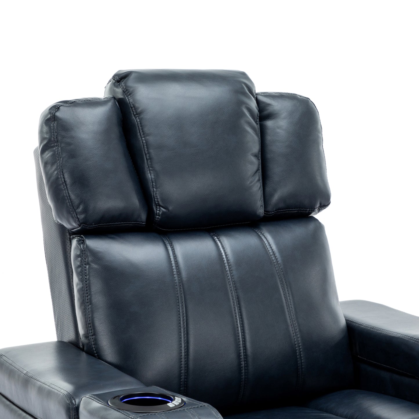 Xavier PU Leather Power Recliner - Blue