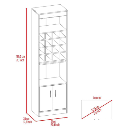 Wolcott 16-Bottle 1-Shelf Bar Cabinet - Espresso