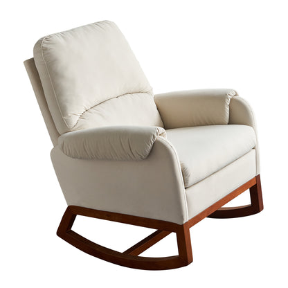 Jaden Modern Comfortable Velvet Rocking Chair - Beige