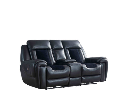 Clark Recliner Console Velvet Loveseat - Black