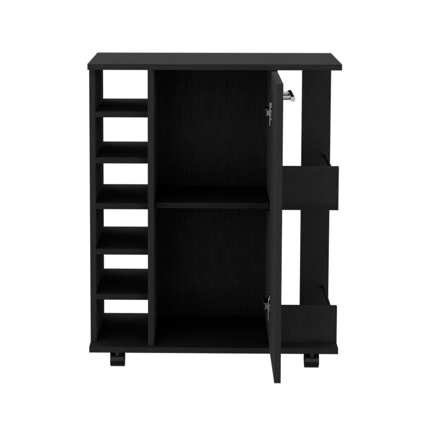 Finn Bar Cabinet With Wheels - Black