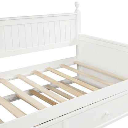 Ommy Twin Size Wooden Daybed with Twin Size Trundle - White