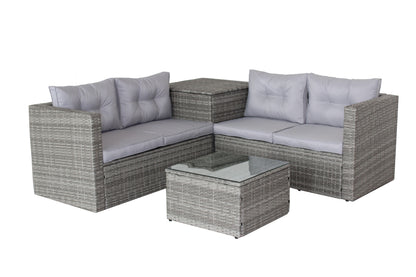 Ochoa 4 Pc Patio Sectional Wicker Rattan Sofa Set - Gray