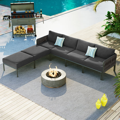 Shana 9 Pc  Aluminum Patio Sectional Sofa Set - Gray