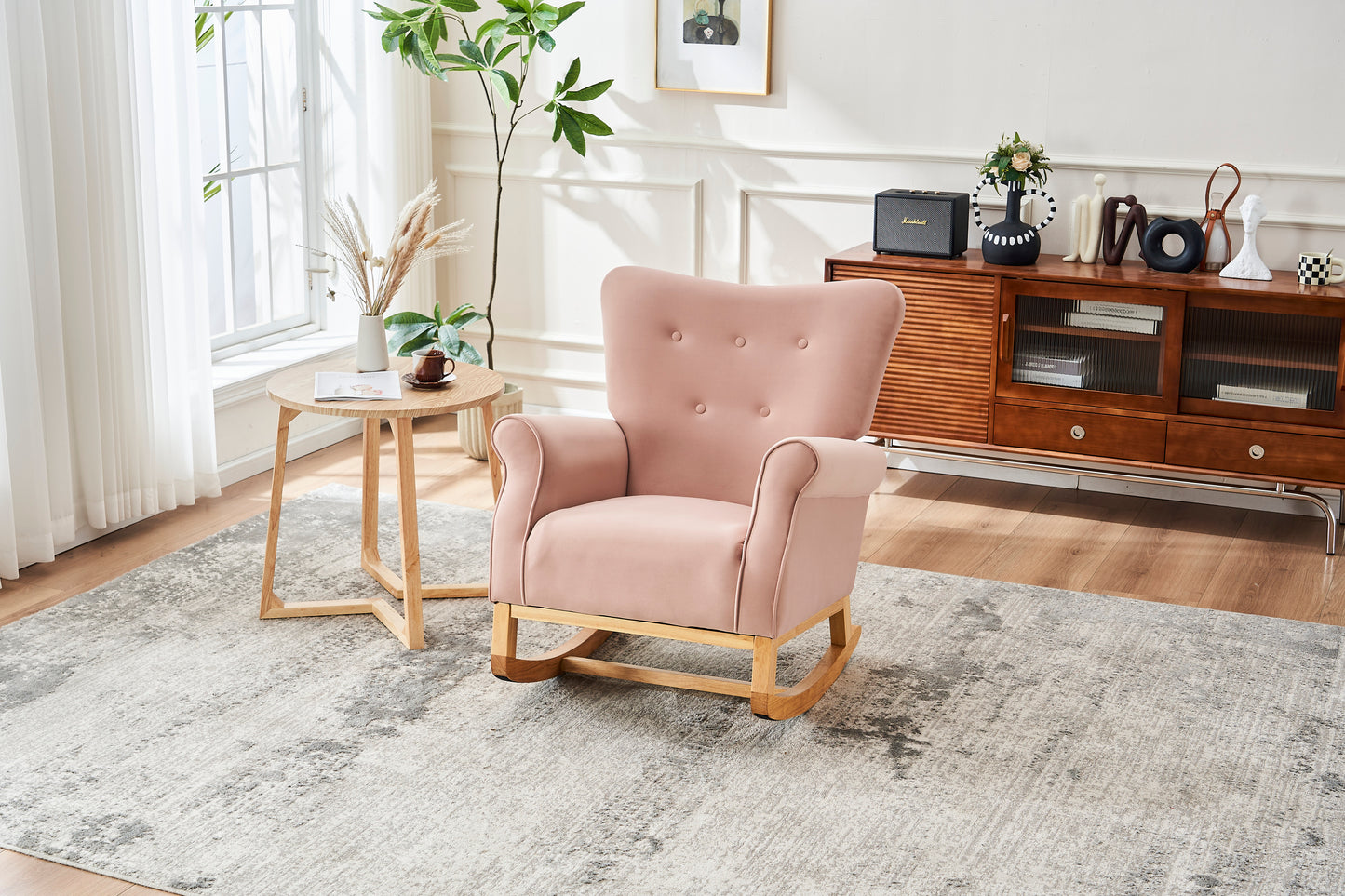 Jarvis Velvet Rocking Chair - Pink