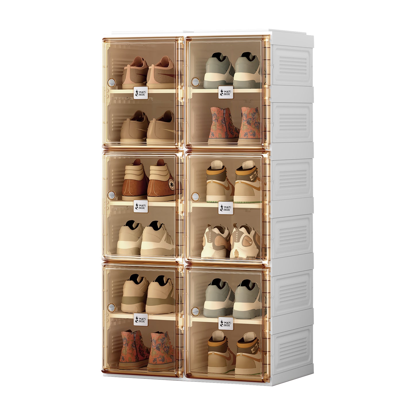 NUS Portable Shoe cabinet -  Brown+White