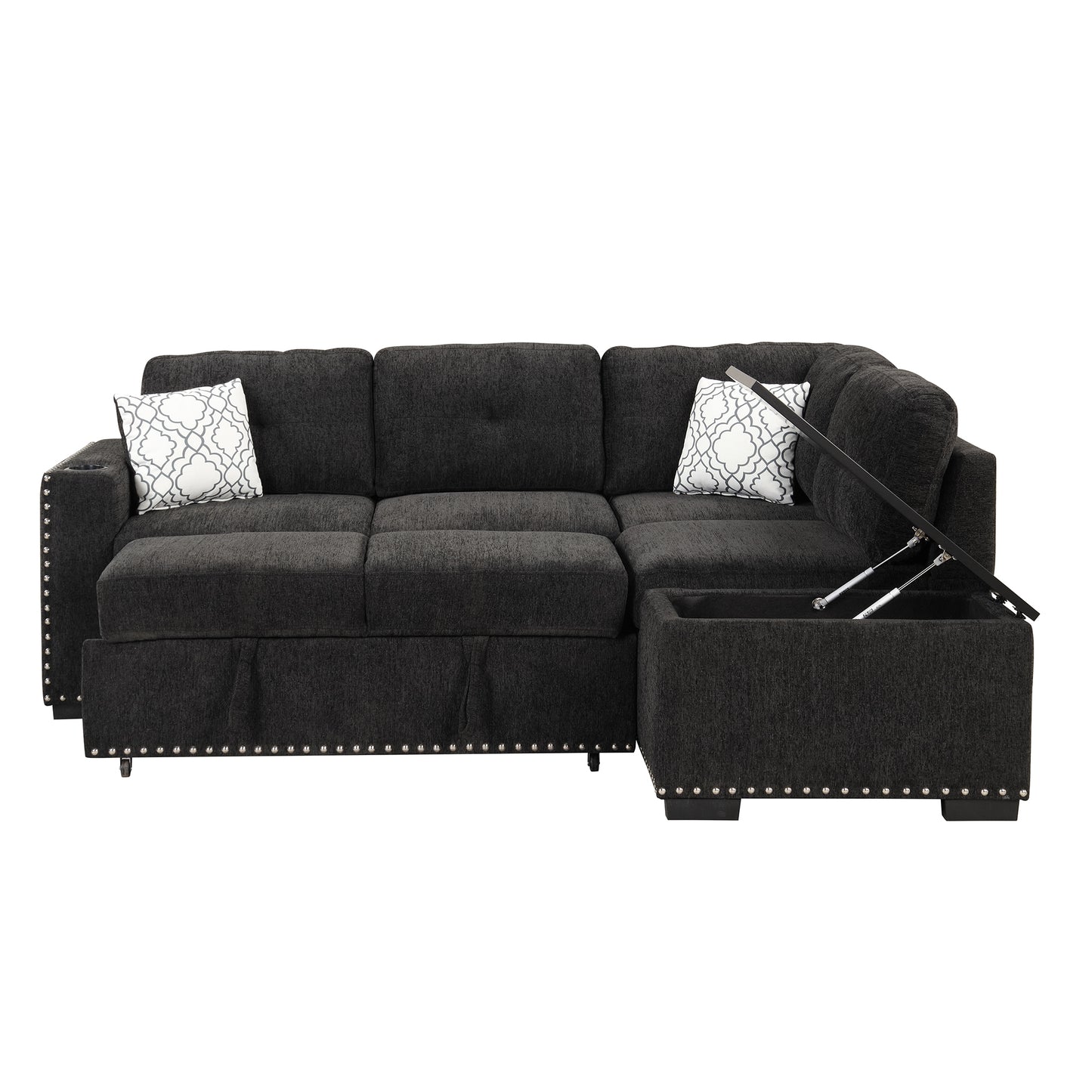 Javier Reversible Sectional Pull-Out Sofa Bed - Black