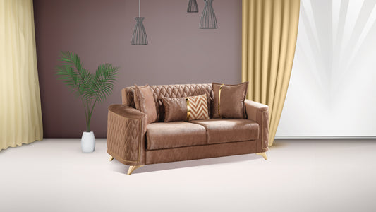 Luna Modern Style Loveseat - Copper