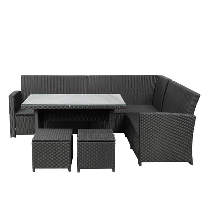 Miles 6 Pc Outdoor Patio Sectional Sofa Set - Black