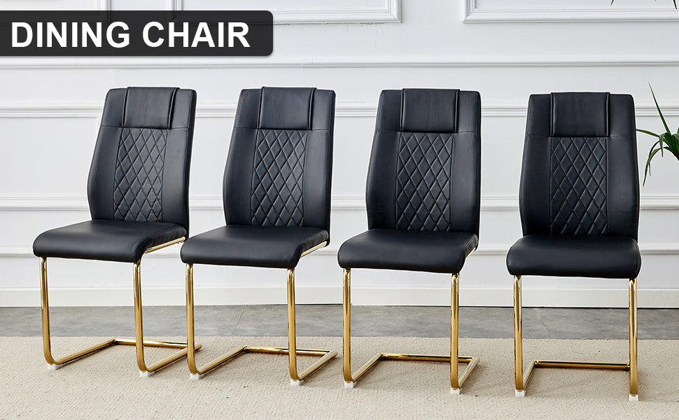 Skye Dining Chair Golden Metal Leg (Set of 4) - Black