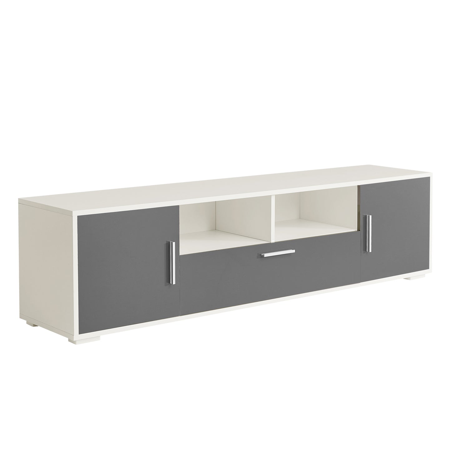 Oasis TV Stand with LED Lights - White+Dark Gray