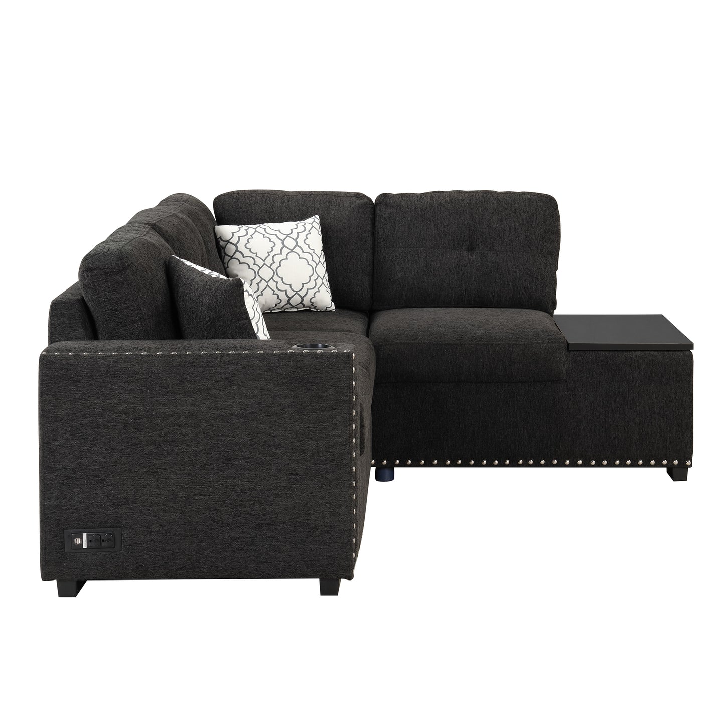 Javier Reversible Sectional Pull-Out Sofa Bed - Black