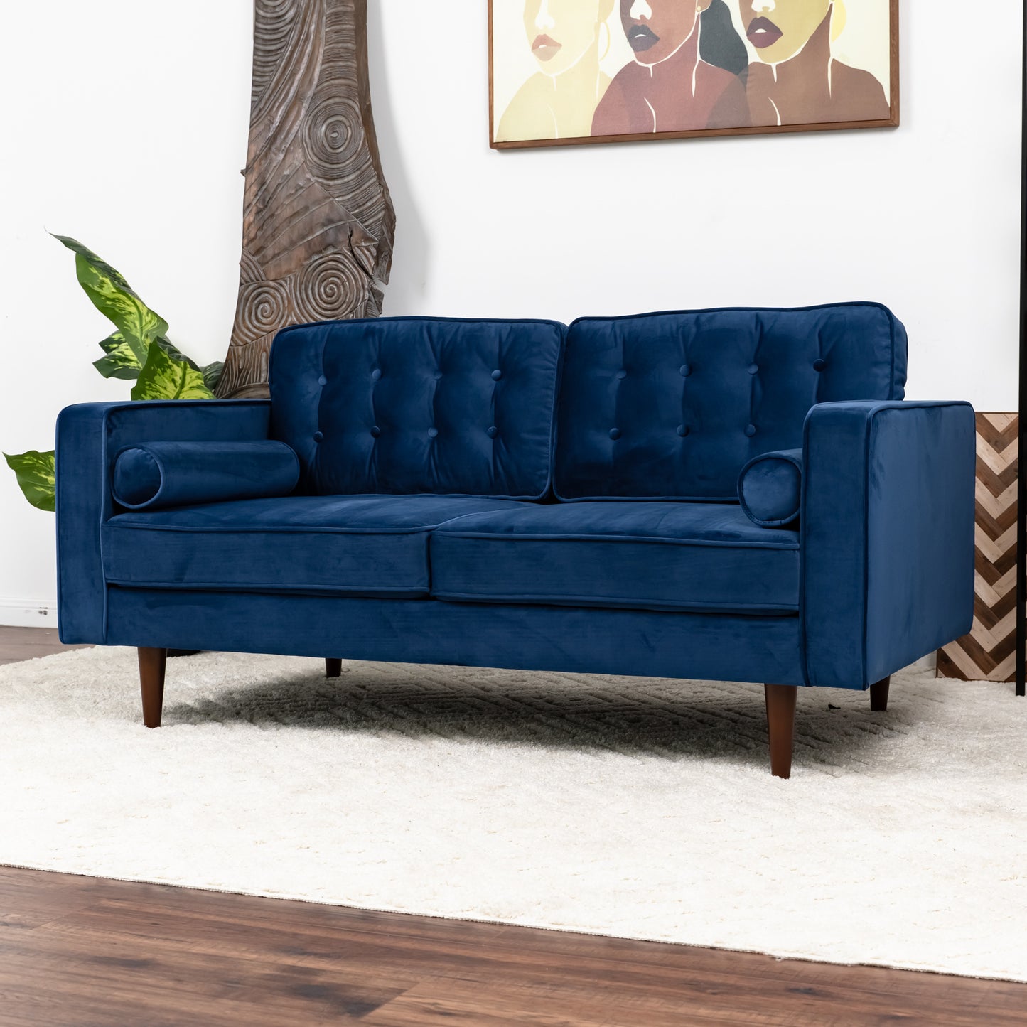 Casey Velvet Loveseat - Blue