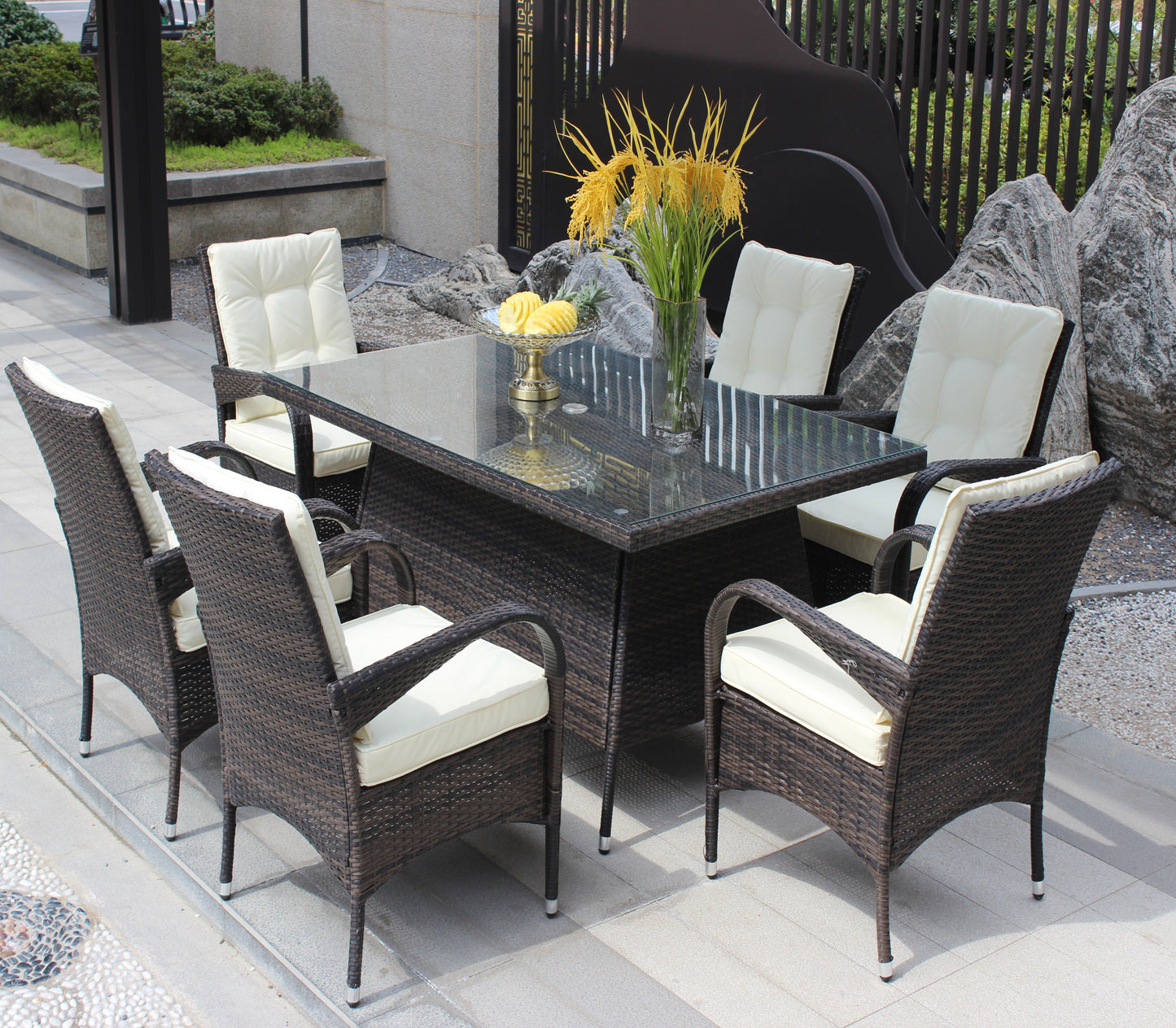 Lugo 7 Pc Patio Rectangular Dining Set