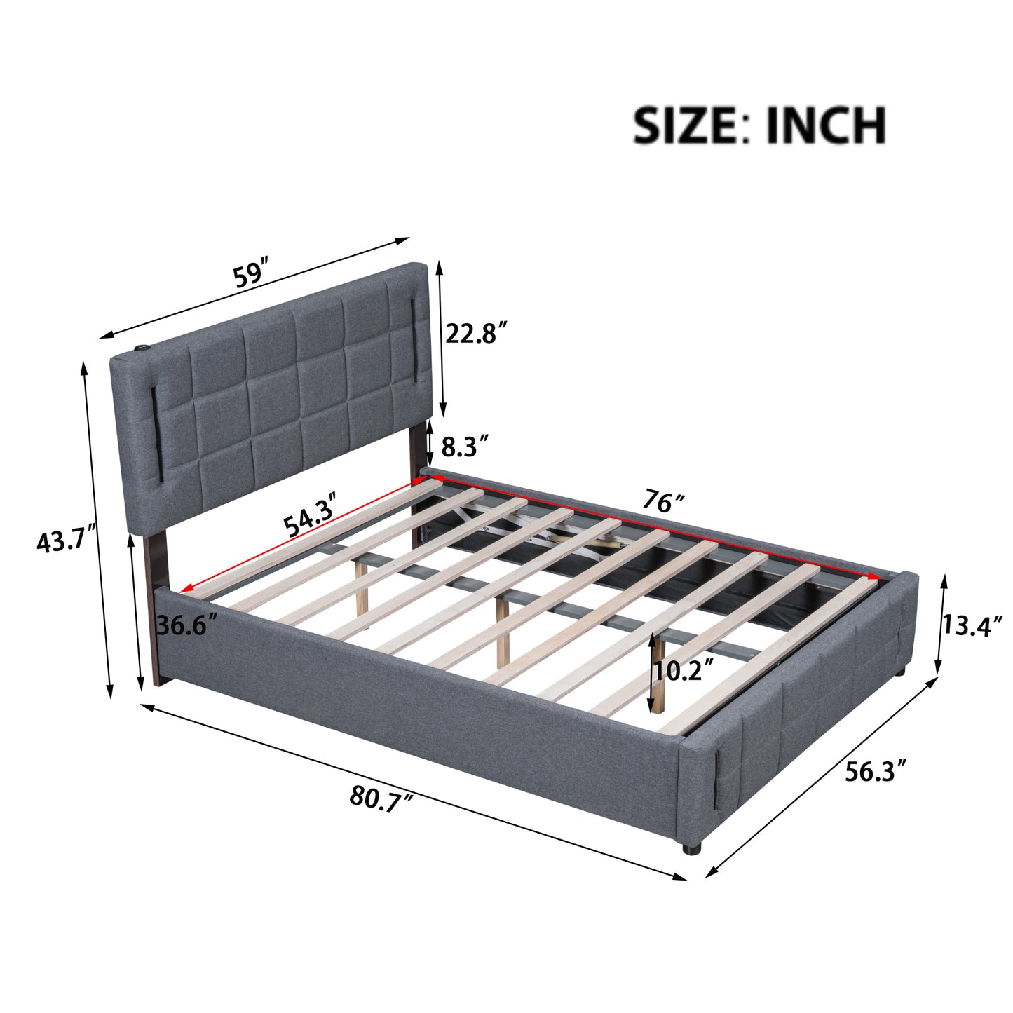 Ps Full Size Storage Bed w Hydraulic System - Gray