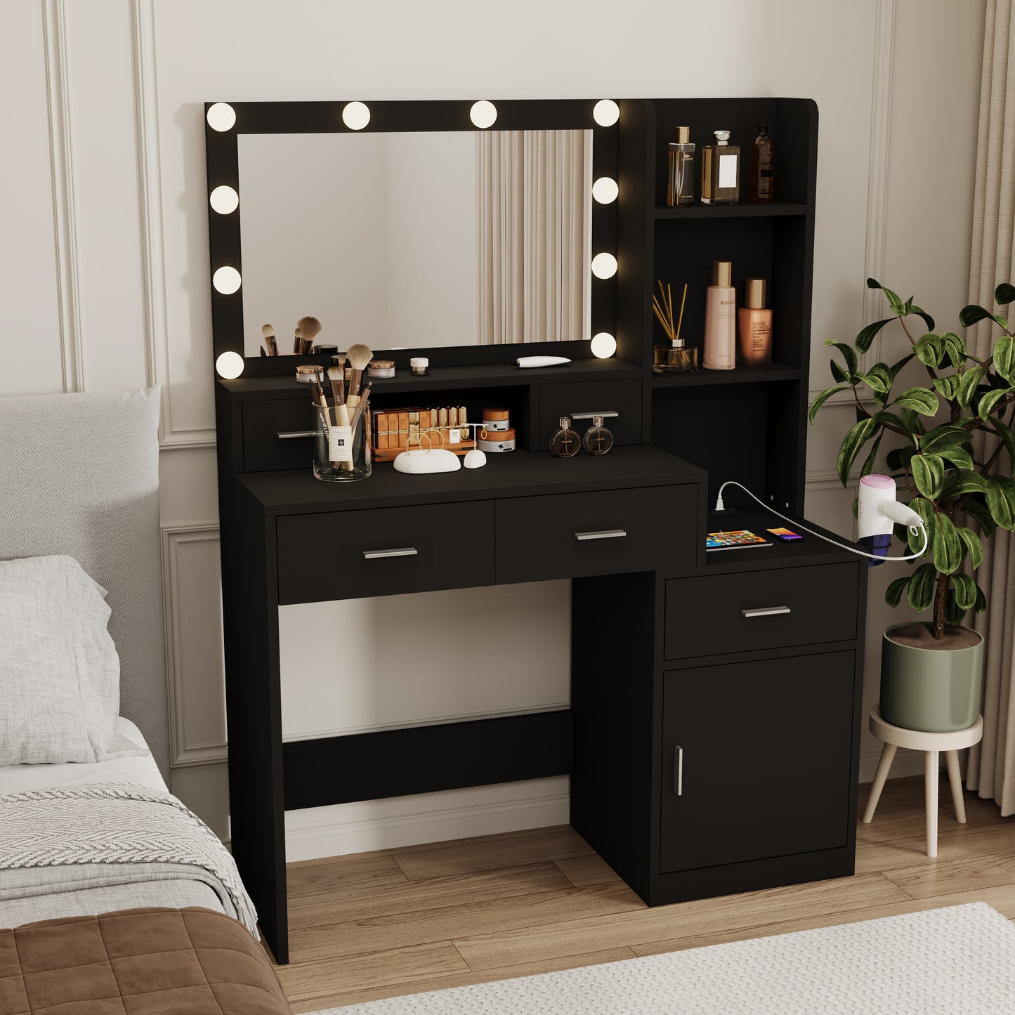 Kira Vanities Table With Mirror - Black