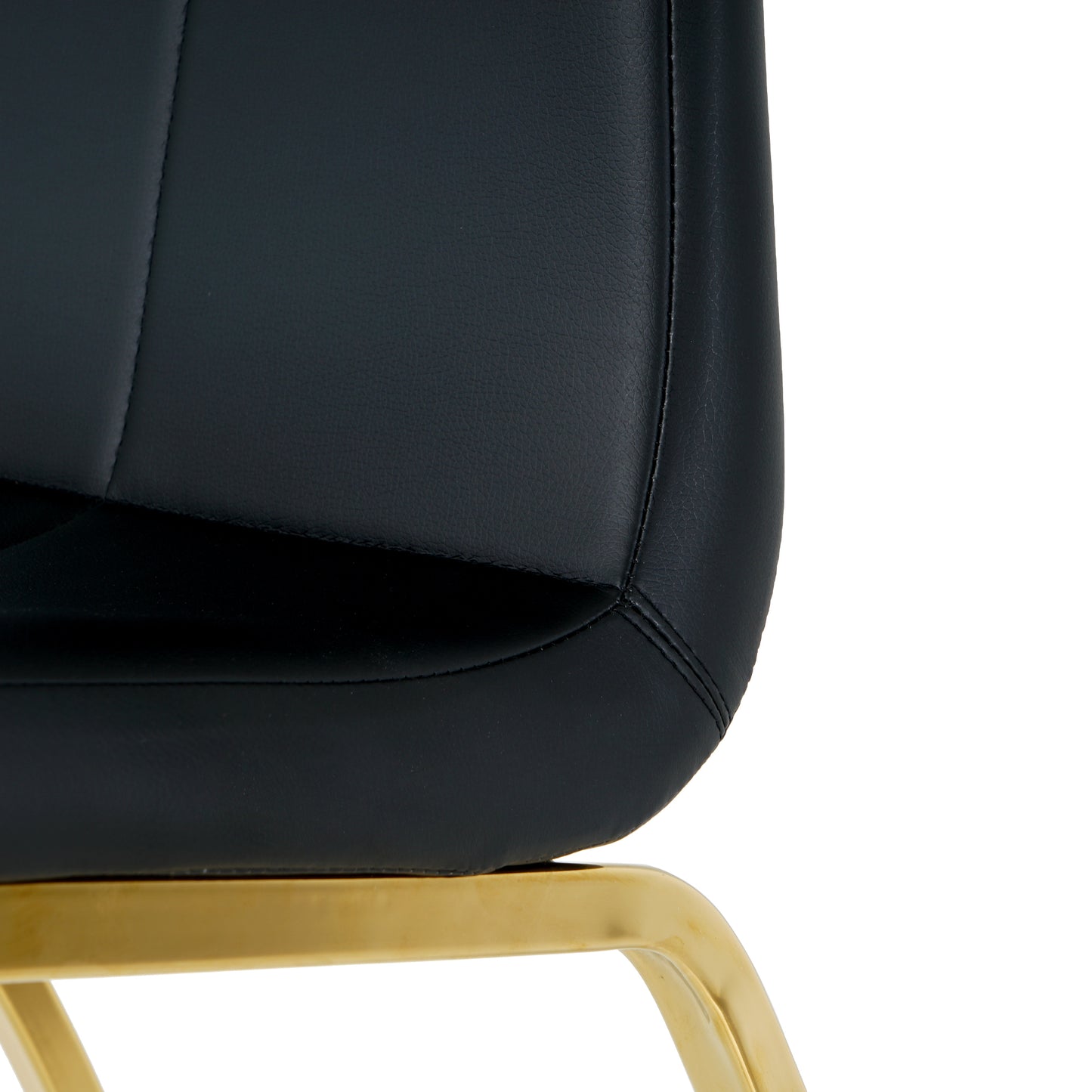 Shona Pu Dining Chairs with Gold Metal Leg (Set of 4) - Black