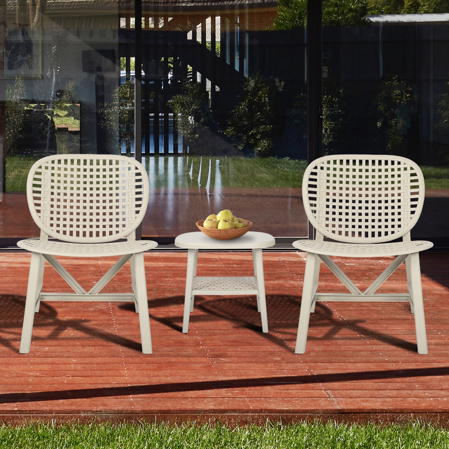 Toccara  3 Pc Retro Patio Table Chair Set - White