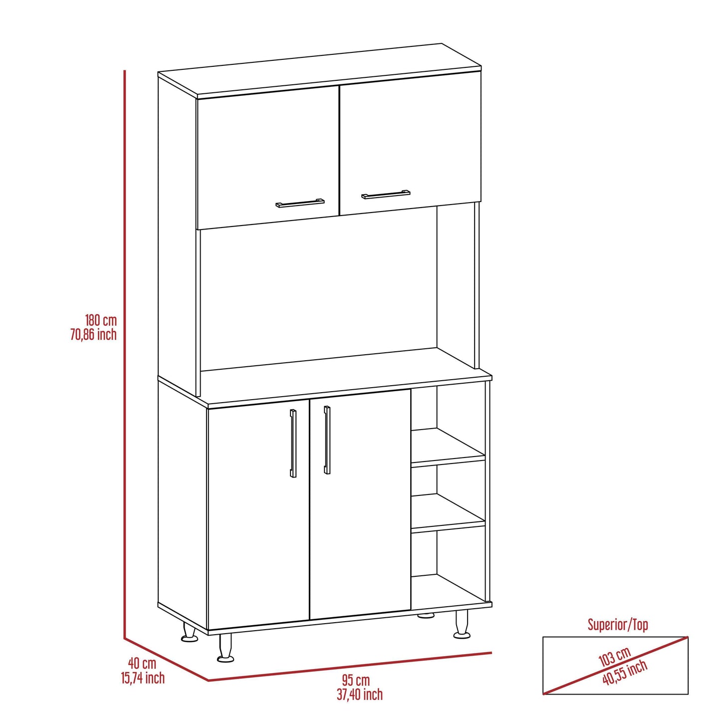 Alva Double Door Kitchen Cabinet - White