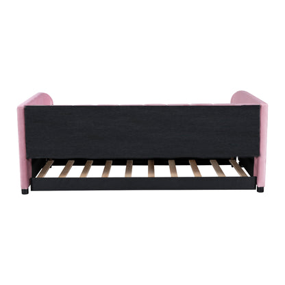 Tano Twin Size Upholstered Daybed with Trundle - Pink