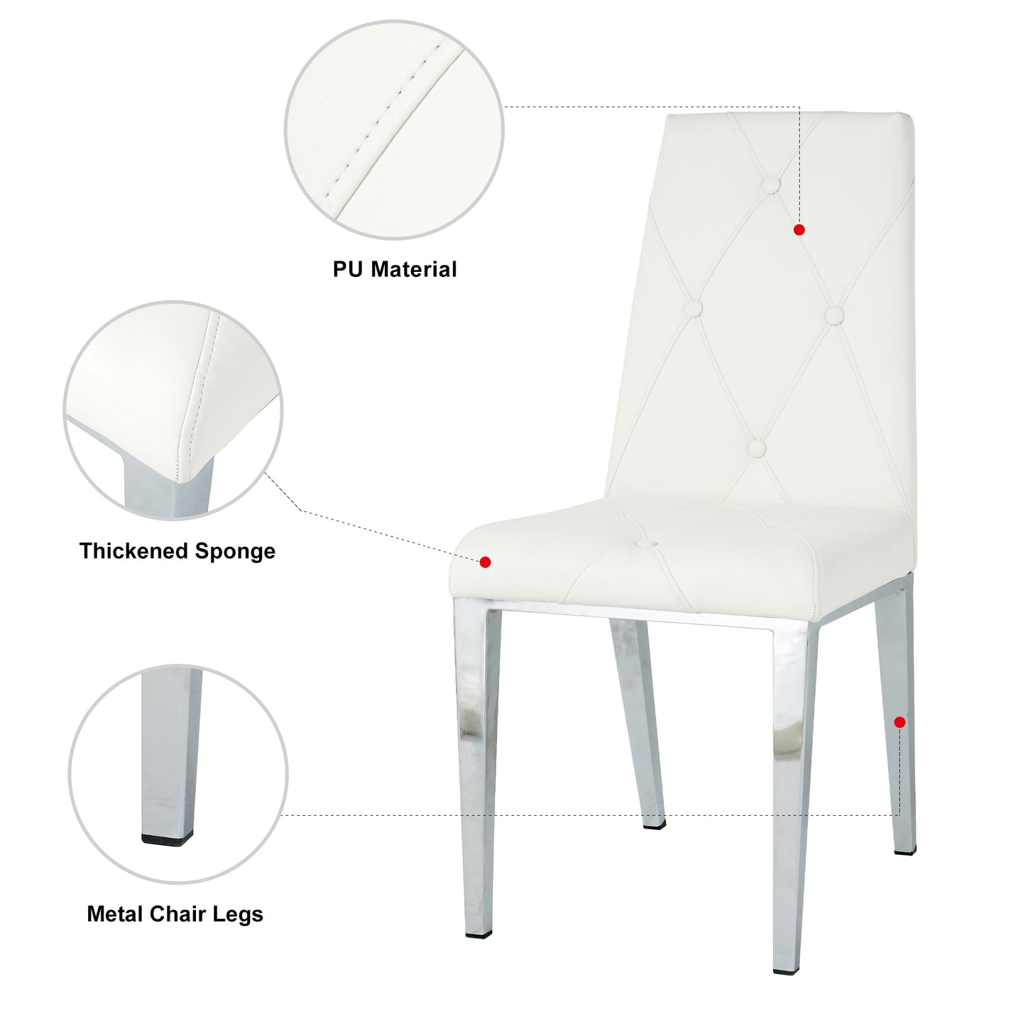 Valerio Pu Dining Chairs with Chrome Leg (Set of 2) - White