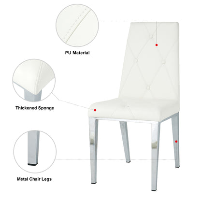 Valerio Pu Dining Chairs with Chrome Leg (Set of 2) - White