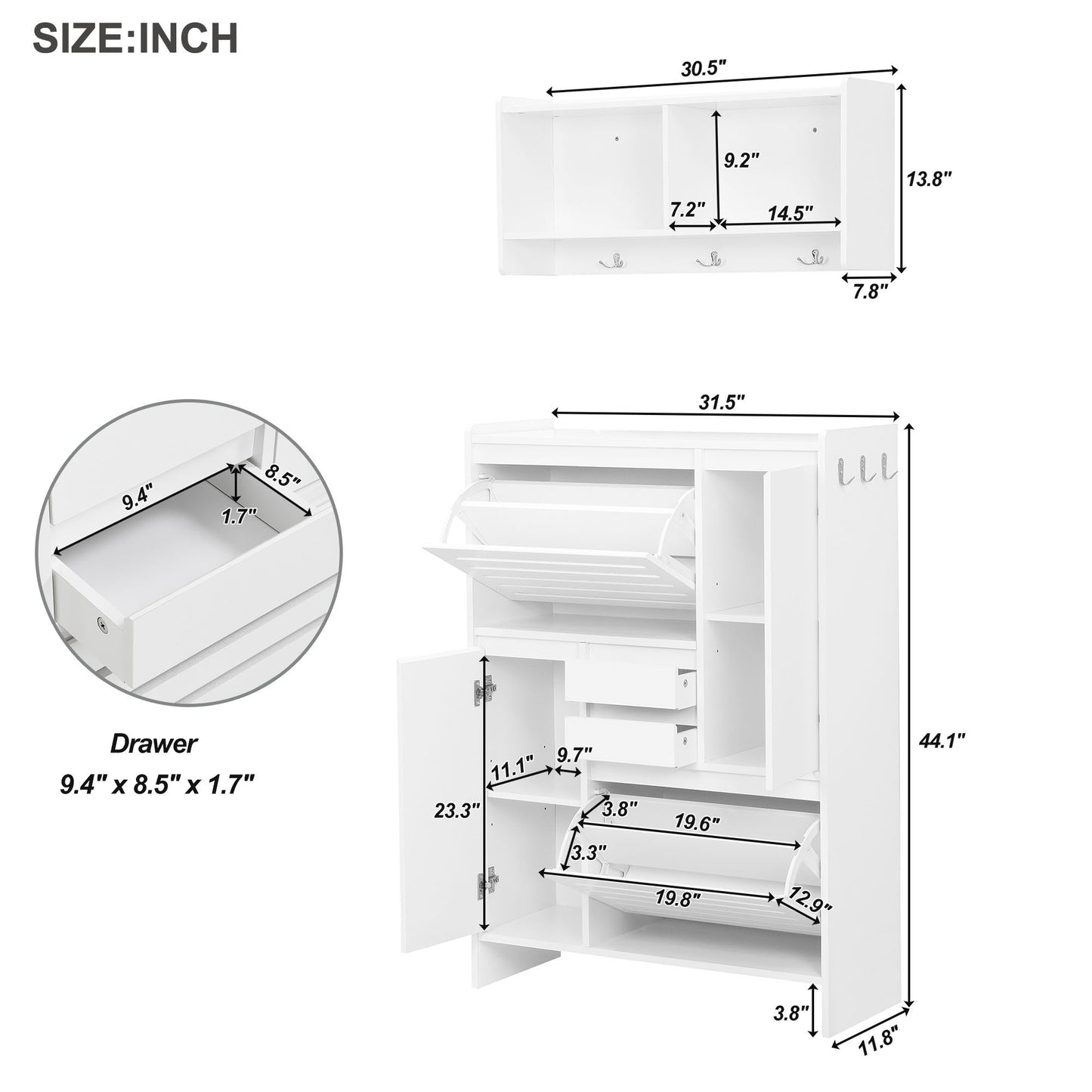 Haru Multi-Functional Shoe Cabinet - White