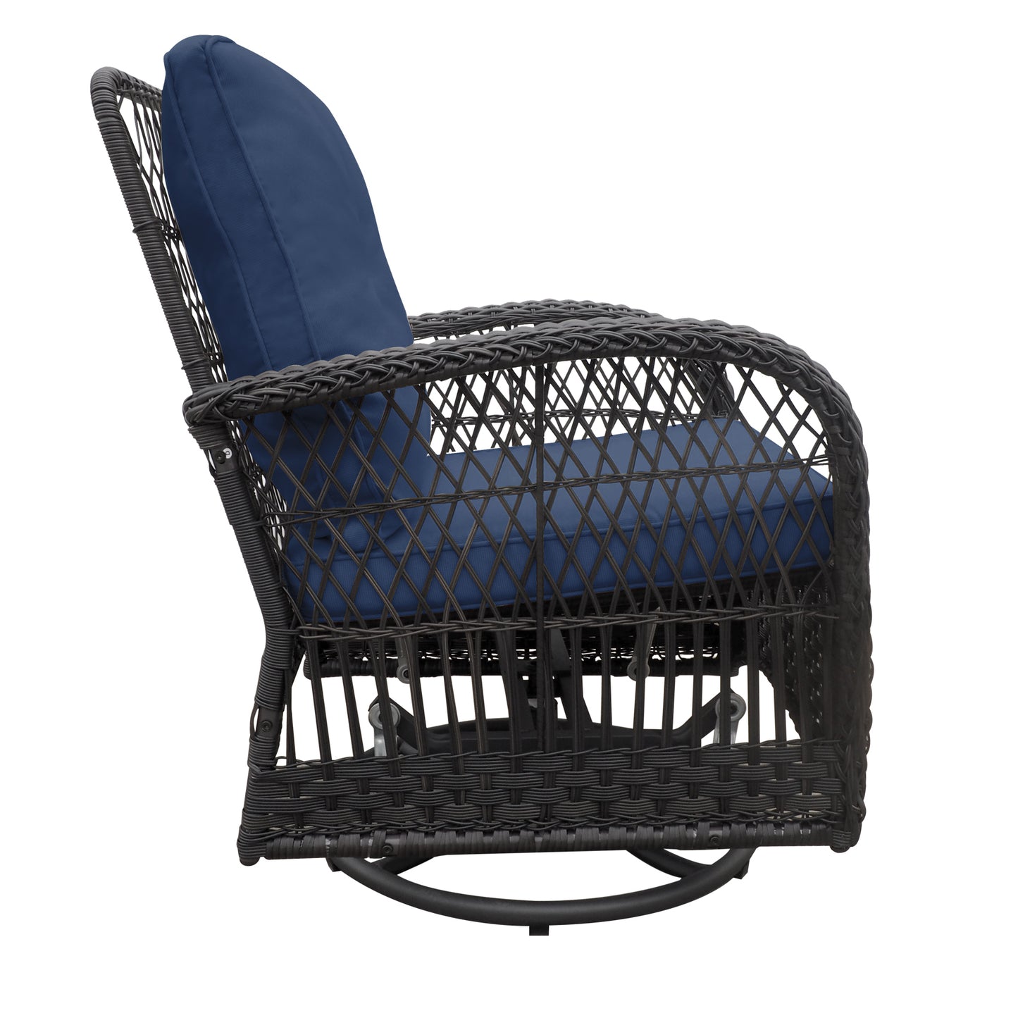 Thomson Outdoor Wicker Rocker Swivel  Patio Bistro Set - Blue